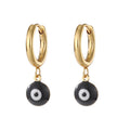 Gold Tone Colorful Evil Eye Huggie Drop Earrings in Seven Colors view 3