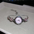 Silver Star Charm Quartz Watch Bracelets Green Pink Dials view 7