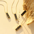 Black Rectangle G Letter Tag Pendant Necklace Gold Steel Rose Gold view 4