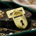 Textured Padlock Brooch in Polished Metal for Jackets and Scarves view 4