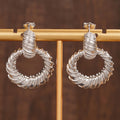 Gold Or Silver Twisted Rope Round Circle Drop Stud Earrings view 7