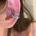 Silver Tone Crystal And Pearl Layered Ear Cuff Decorative Jewelry view 3