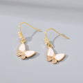Gold Tone Long Crystal Hook Earrings with Geometric Charms view 6