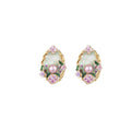 Green Enamel Crystal Pearl Stud Earrings Fashion Jewelry view 5