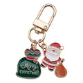 Santa Gift Sack and Green Christmas Tag Metal Clasp Keychain view 5