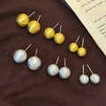 Gold and Silver Brushed Round Dome Stud Earrings in Five Sizes view 2