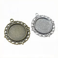 Round Floral Edge Pendant Trays in Antique Bronze and Silver view 4