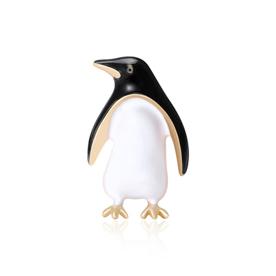 Product image 1 showing the black and white penguin brooch with gold tone trim.