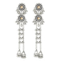 Six Color Silver Tone Ethnic Medallion Chain Tassel Earrings view 5