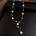 Station Pearl Y Lariat Drop Necklace Gold Silver Tones view 7