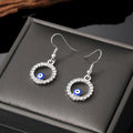 Silver Tone Crystal Evil Eye Hook Earrings and Pendant Necklace view 2