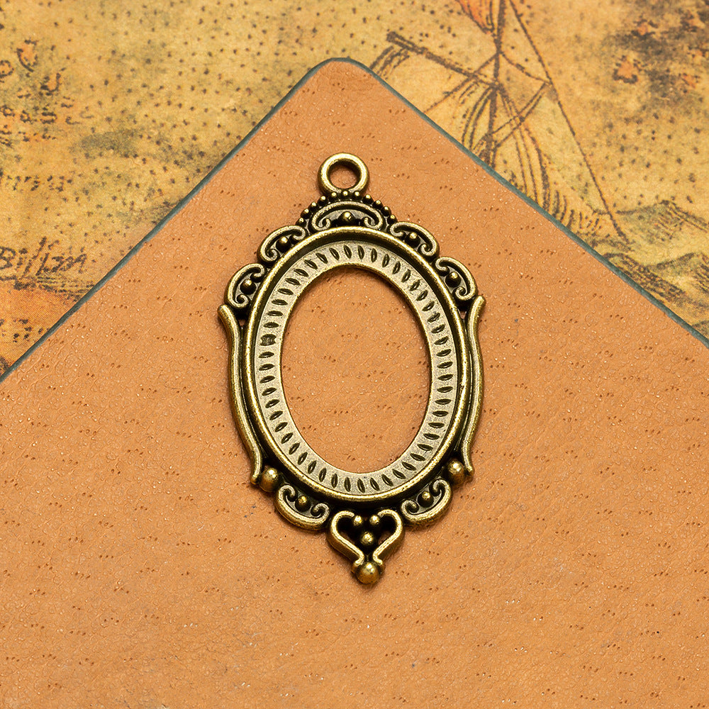 Vintage Oval Cabochon Tray Bezel Setting 18x25mm Alloy Pendant
