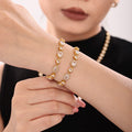 Starry Oval Halo Zircon Chain Bracelets Gold Steel view 4