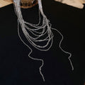 Silver Multi-Strand Layered Chain Necklace Single Style view 6