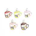 Coffee Cup Cat Enamel Alloy Charm Pendants in Five Colors view 3