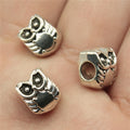 10x8x7mm 1.9g Antique Silver Zinc Alloy Owl Large Hole Cat Beads for DIY Bracelet Jewelry Making