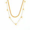 Gold Multi Heart Station Necklace And Herringbone Chain view 5