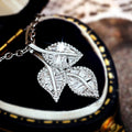Double Leaf Pendant Necklace in Silver-Tone Metal Jewelry view 3