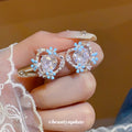 Blue Floral Crystal Heart Cluster Statement Stud Earrings view 4