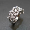 Silver Tone Wide Marquise Crystal Leaf Cluster Band Ring view 5