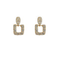 Gold Pave Crystal Teardrop Open Rectangle Clip-On Earrings view 5
