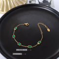 Square Emerald Green Zircon Station Bracelet Gold Or Steel view 2