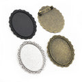 Decorative Oval Cabochon Brooch Bases With Top Loop in Three Finishes view 5