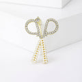 Rhinestone Scissors Brooch with Pearl Beaded Handles view 4