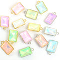 Iridescent Rectangle Glass Jewelry Components For DIY Earrings And Bracelets Charms view 5