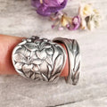 Sculpted Floral Spoon Wrap Ring In Antiqued Silver Tone view 4