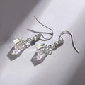Silver Iridescent Cube Crystal Drop Fishhook Earrings view 2