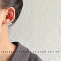 White Flower Gold Center Pearl Jacket Dual Wear Studs Pair view 2