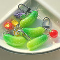 Realistic Cucumber and Fruit Novelty Clip Keychains in Four Designs view 1