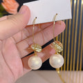 Gold Sequin And Pearl Hook Earrings Statement Pair view 4