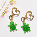 Green Turtle Charms with Gold Tone Heart Clasps in Two Designs view 3