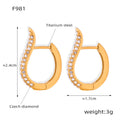 Crystal Hoop Huggie Earrings Gold Steel Twist U-Shape Styles view 10