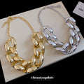 Oversized Polished Curb Chain Necklace With Decorative Accents view 2
