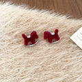 Red Horse Motif Stud And Drop Earrings Assortment Matching Jewelry Pair view 7