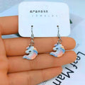 Silver Tone Glitter Pastel Unicorn Head Hook Earrings view 2