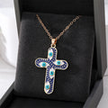 Gold Tone Multicolor Evil Eye Cross Pendant Necklaces view 3