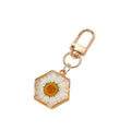 Gold Tone Geometric Pressed Flower Resin Clip Keychains view 5