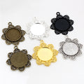 Floral Filigree Round Pendant Bezel Settings in Two Finishes view 1