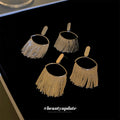 Metal Fringe Earrings In Gold And Silver Tones With Polished Metal Tone Details view 1