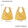 Wide Hollow Hoop Earrings Wave Texture Gold Silver Steel view 6
