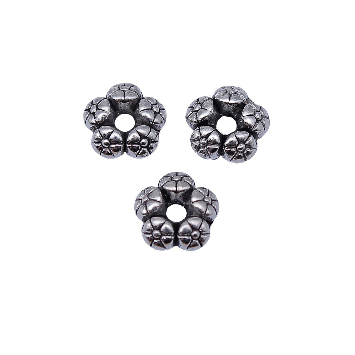 7.6x7.6x3.4mm 0.6g Antique Silver Zinc Alloy Flower Small Hole Spacer Beads for DIY Bracelet Jewelry Making