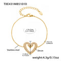 Gold Double Swan Open Heart Zircon Necklace Bracelet Earrings Ring view 8
