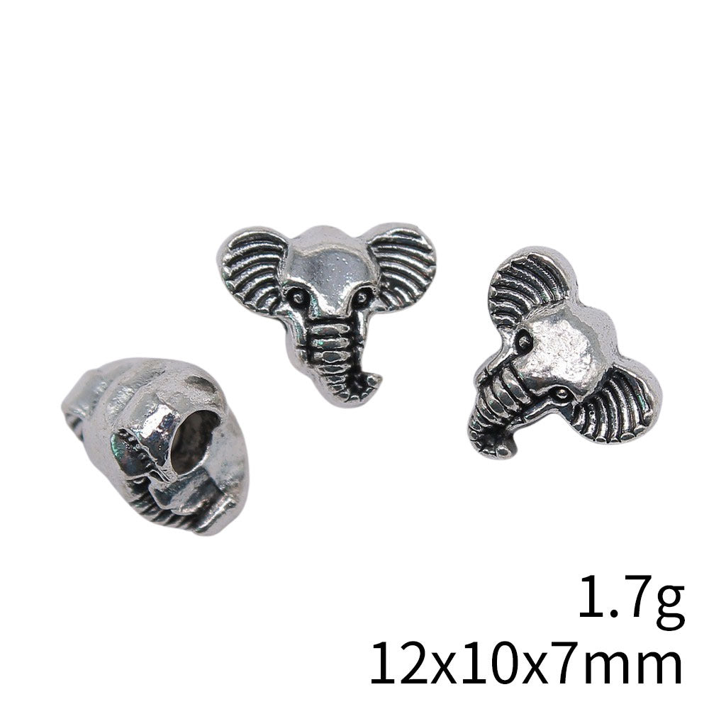 12x10x7mm 1.7g Antique Silver Zinc Alloy Elephant Large Hole Beads for DIY Bracelet Jewelry Making