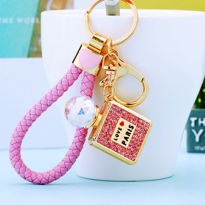 Crystal Perfume Bottle Keychains with Braided Loops and Loop Only Options