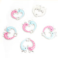 Pink and Blue Dolphin Heart Connector Charms in Two Tones view 6