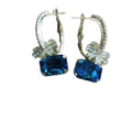 Crystal Square Drop Hoop Earrings in Three Colors with Crystal Accents view 5